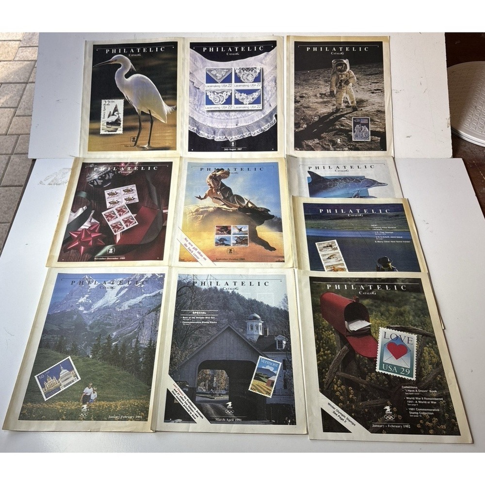 Vintage Lot of 10 USPS Philatelic Catalogs May 1987-Jan 1992 (V17)